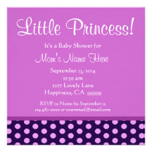 Purple Polka Dots Little Princess Baby Shower Ver Announcement