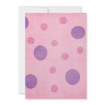 purple polka dots on pink personalized invites