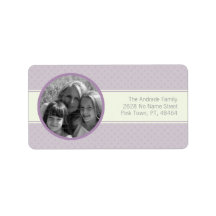 Purple Polka Dots Photo Horizontal White Stripe Custom Address Label