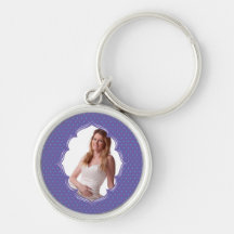 Purple polkadot photo frame key chain