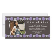 Purple Polkadots Custom Graduation Announcement Photo Greeting Card