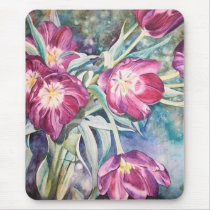 Purple Poppy Floral Watercolor Mother's Day Gift Mouse Pads