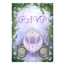 Purple Princess Carriage Enchanted RSVP Personalized Invitation
