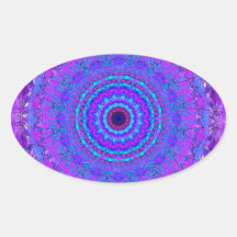 Purple Psyche Mandala kaleidoscope oval stickers
