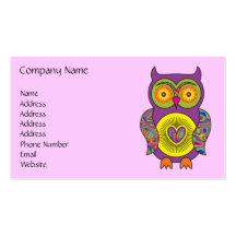 Purple Psychedelic Owl Business Card Templates