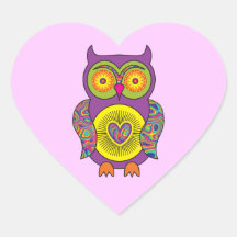 Purple Psychedelic Owl Sticker