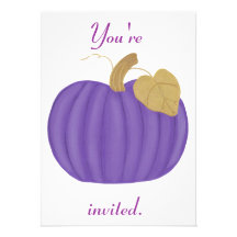 Purple Pumpkin Halloween Wedding Invitations