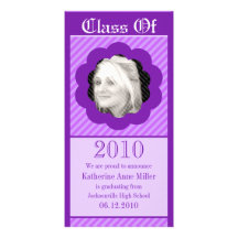 Purple Punk Cookie Cut Out Graduation Photo Card