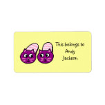 Purple pussycats slippers address labels