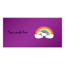 Purple rainbow unicorn gifts photo card template