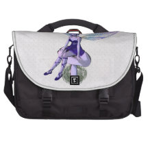 Purple Rainbow Wing Fairy on Mushroom Laptop Computer Bag