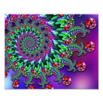 Purple Red & Green Bokeh Fractal Pattern Photograph