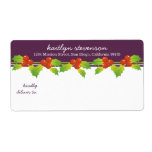 Purple red holly berries green Christmas shipping Shipping Label
