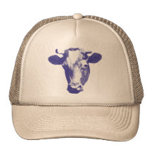 Purple Retro Cow Graphic Mesh Hats
