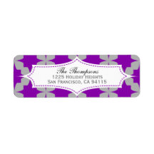 Purple Retro Star Address Label