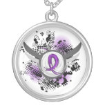 Purple Ribbon And Wings Chiari Malformation Personalized Necklace