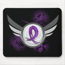 Purple Ribbon And Wings Pancreatic Cancer Mousepads