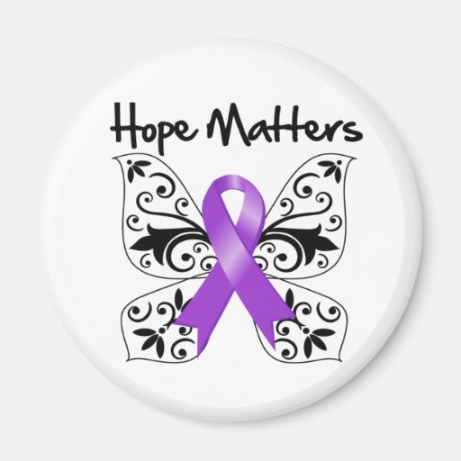 Purple Ribbon Awareness Hope Matters Refrigerator Magnets
