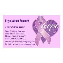 purple ribbon hope business card