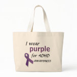 Purple Ribbon, I wear, purple, for ADHD, awareness Canvas Bag