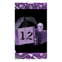Purple Romance Skull Spellbook Wedding Business Card Templates