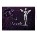 Purple Rose and Stone Angel Sympathy Greeting Card