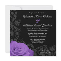 Purple Rose Flourish Wedding Invites