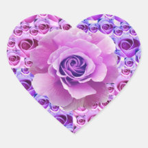 Purple Roses Heart Sticker