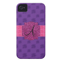 Purple roses monogram Case-Mate iPhone 4 cases