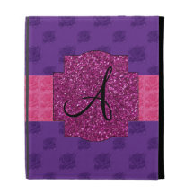 Purple roses monogram iPad folio covers