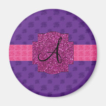 Purple roses monogram magnets