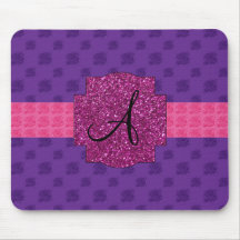 Purple roses monogram mouse pads