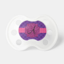 Purple roses monogram pacifier