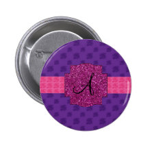 Purple roses monogram pinback buttons