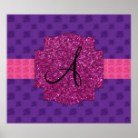 Purple roses monogram posters