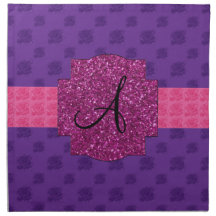 Purple roses monogram printed napkins