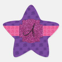 Purple roses monogram sticker