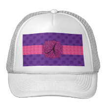 Purple roses monogram trucker hat