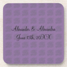 Purple roses wedding favours drink coaster