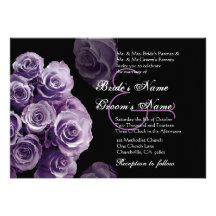 Purple Roses Wedding Invitation Metallic