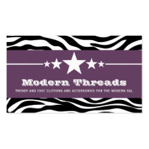 Purple Sassy Star Zebra Print Business Card