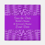 purple satin save the date magnets