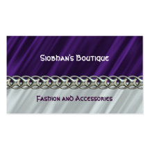 Purple satin silver chain business card
