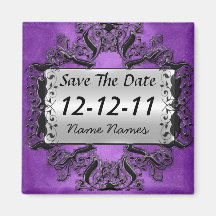 Purple Save the Date Create Your Own Gold Magnet