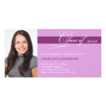 Purple script class of graduation announcement customized photo card