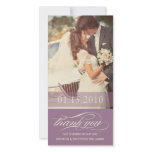 PURPLE SCRIPT THANKS | WEDDING THANK YOU CARD photo cards