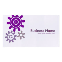 Purple Set of Gears Business Card Template