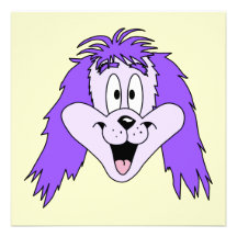 Purple Shaggy Dog. Cartoon. Custom Announcements