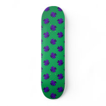 Purple shamrocks on green background custom skateboard