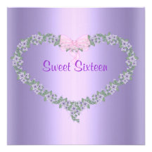 PURPLE SHIMMER SWEET SIXTEEN PARTY INVITATION